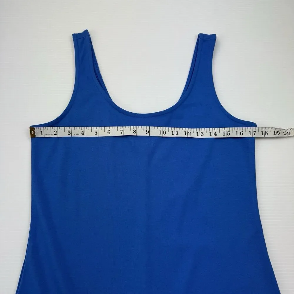Old Navy Blue Tank Dress Womens Medium Sleeveless Ruffle Hem Swing